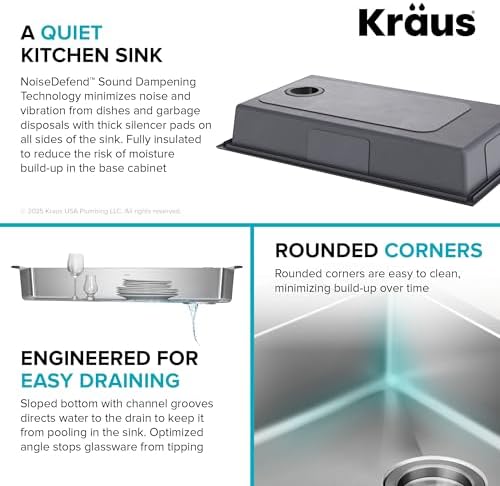 KRAUS Fairlane 33-inch ADA Compliant Drop In/Top Mount Single Bowl 18-Gauge Stainless Steel Kitchen Sink, KHT640-33-5.5 - Image 7