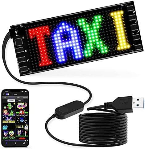RAYHOME LED Sign for Car, 7''x3''Flexible LED Matrix Panel USB 5V Bluetooth Application Control DIY Programmable Scrolling Sign for Car Party Wedding Festival by Rayhome