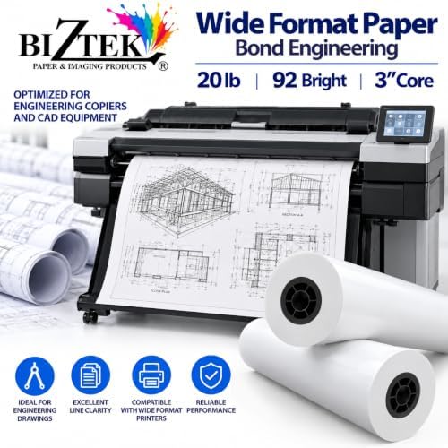 Wide Format Paper 30” x 500’ Rolls Bond Engineering 92 Bright 20lb - 45 Rolls per Pallet with 3” Core - Image 5