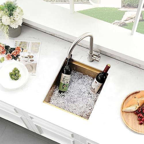 Brass Bar Sink Undermount, 15 x 17 Inch - Image 4