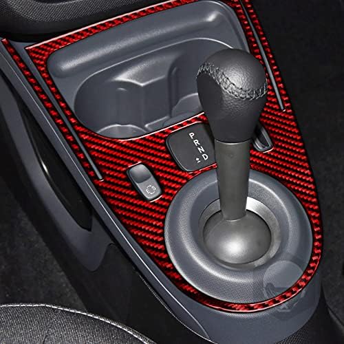 Real Soft Red Carbon Fiber Car Center Console Gear Shift Transmission Panel Trim Sticker Auto Interior Decoration Accessories Compatible with Benz Smart 2016 2017 2018 2019 2020 2021 - Image 2