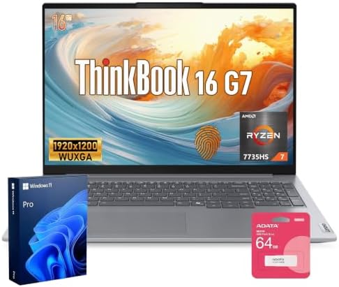 Lenovo ThinkBook 16 Gen 7 AMD Ryzen 7 7735HS Business Laptop, 64GB + 2TB by LENOVO
