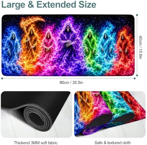 Halloween Killers Extended Gaming Mouse Pad 35.4"x15.7" Large Extended Pad Desk Mat Anti-Slip Rubber Base & Durable Stitched Edges for Gamers Smooth Mouse Pad Writing Surface for Desk Office/Home - Image 2