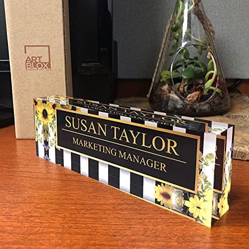 ARTBLOX Personalized Acrylic Desk Name Plate, Sunflower Design - Image 4