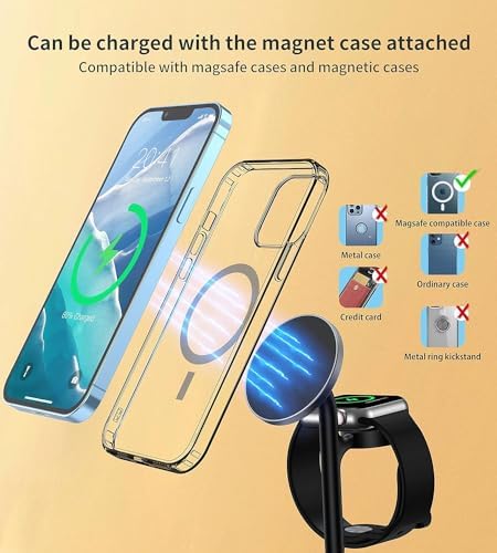 XooFly 3 in 1 Wireless Charging Station for Apple Devices, 15W Fast Wireless Mag-Safe Charger Stand with 20W Adapter for iPhone 17 16 15 14 13 12 Pro Max/Air/Plus/Pro, iWatch, AirPods (Black) - Image 5
