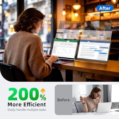 Laptop Screen Extender 14", FHD 1080P Portable Monitor for Laptop, Light Monitor Extender Plug&Play, IPS Display Computer Monitor for Laptop 13-17” (Screen Length: 11.81"-16.14") for Travel Work - Image 3