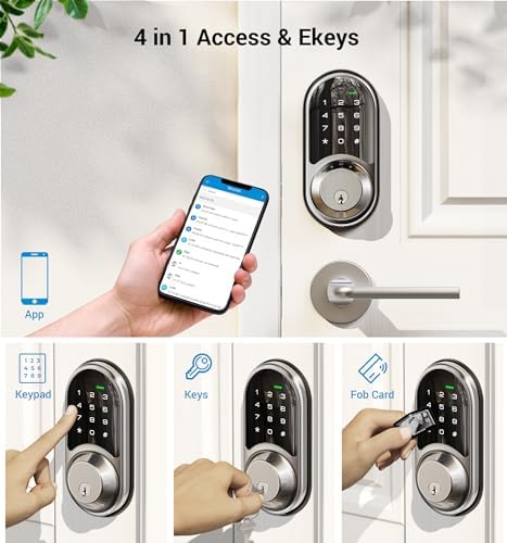 Veise RZ06 Smart Lock for Front Door with App Control, Satin Nickel - Image 2