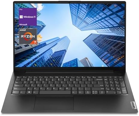 Lenovo V-Series V15 Business Laptop, 15.6" FHD Display, AMD Ryzen 7 Processor, 24GB RAM, 1TB SSD, Numeric Keypad, HDMI, RJ45, Webcam, Wi-Fi, Windows 11 Pro, Black by LENOVO