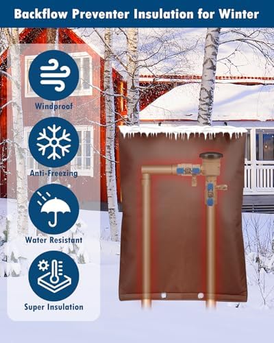 Backflow Preventer Insulation Cover (5°F), Actgan 20"X26" 5 Layers Outdoor Pressure Vacuum Breaker Cover, Water Well Pump Cover, Sprinkler Valve Cover, Faucet Cover for Winter Freeze Protection Coffee - Image 6