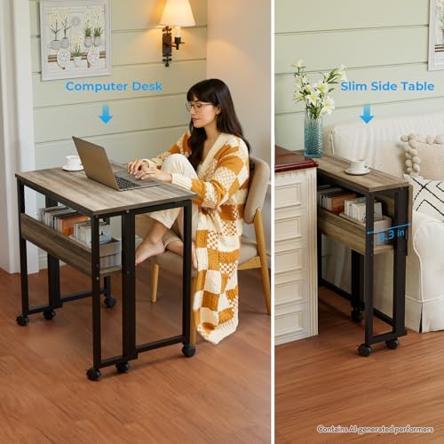 GreenForest Folding Desk with Wheels, 31.5" Rolling Table for Small Spaces - Image 6