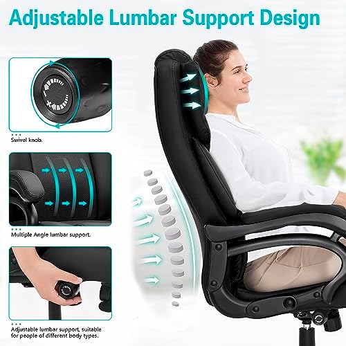 500LBS Big and Tall Office Chair, Heavy Duty Office Chair for Heavy People - Image 4