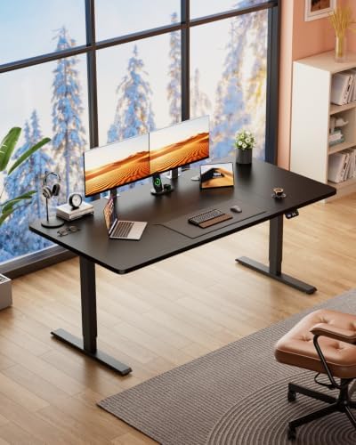 HLDIRECT 63" Electric Standing Desk with Power Outlets, Black - Image 2