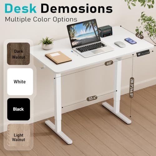 Electric Standing Desk, 40" x 24" Small Sit Stand Desk, White - Image 3
