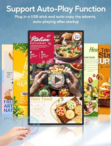 15.6" Digital Signage with 10000mAh Battery, Capacitive Touchscreen Advertising Display, Adjustable Stand, Android 11 Commercial LCD Monitor with Auto Play, Wireless Screen Mirroring, 8+128GB, Black - Image 4