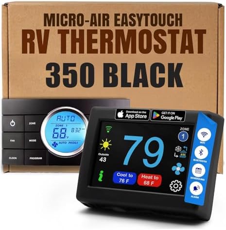 MICRO-AIR EasyTouch Digital RV Thermostat Replacement - Programmable and Reliable - WiFi and Bluetooth Enabled - Replacement Thermostat Compatible with Dometic CCC2 3314082 (350 Black) by MicroAir