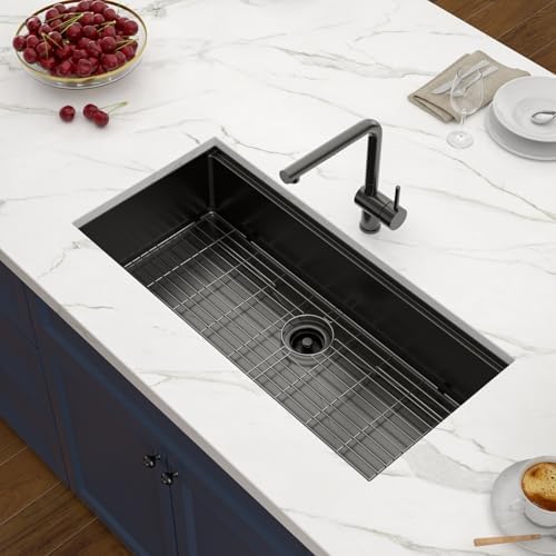 39x19 Black Undemrount Workstation Kitchen Sink with Mixng Bowl - Image 4