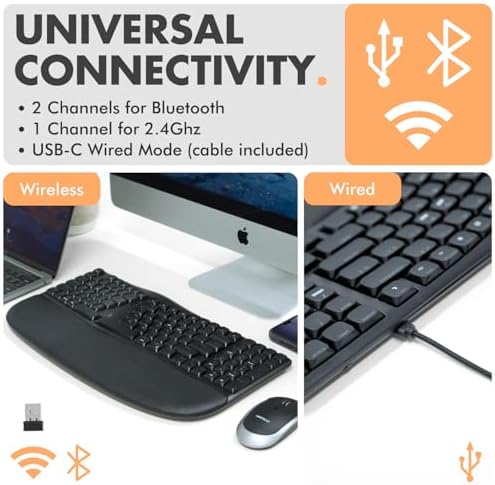X9 Performance Wireless Mechanical Ergonomic Keyboard - (BT + 2.4G + Wired) - Wireless Mechanical Split Ergonomic Keyboard - Built-in Wrist Cushion, Pink Switch, Backlit, Rechargeable - for PC/Mac - Image 3