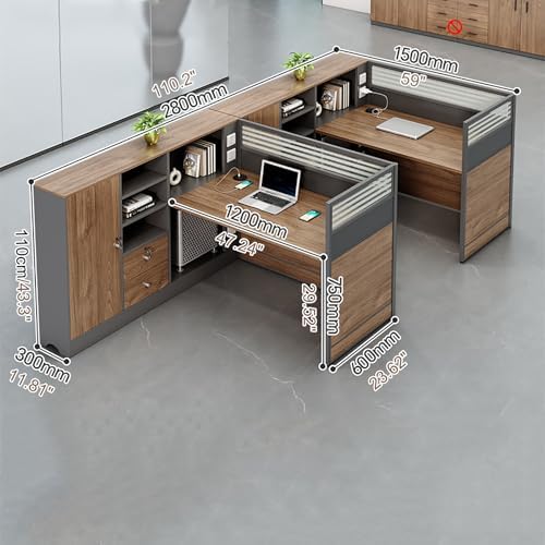 Modern Office Cubicle Workstation Desk with Tempered Glass Privacy Panels, USB Charging Hub & Cable Management,Multi-Person Modular Computer Desk for Commercial Office (A-Left, Two Person-F) - Image 2