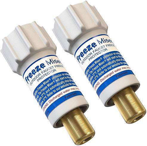 Freeze Miser Outdoor Faucet & Spigot Freeze Protection – Patented Valve Shield, Activates at Water Temperature Below 37°F/3°C – Durable Winter Cover Alternative – Quick Install, Saves Water – 2 Pack by BluePenguin