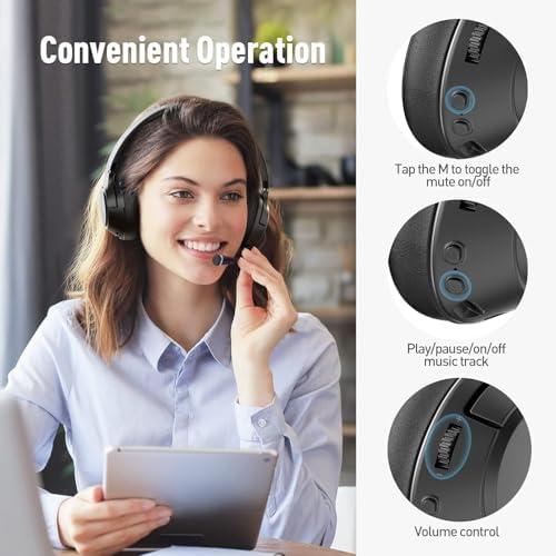 H300 Wireless Headphones with Microphone,Over Ear Bluetooth Headsets, Black - Image 6