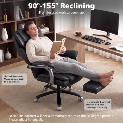 500lbs Reclining Big and Tall Office Chair for Heavy People with Foot Rest - Image 6