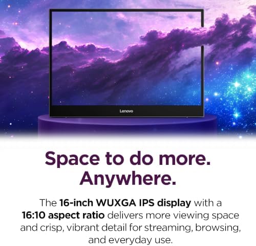 Lenovo L16 Mobile Monitor 16" WUXGA IPS Display – 60Hz Refresh Rate – 6ms MPRT Response Time – TÜV Rheinland® Flicker Free and TÜV Low Blue Light (Hardware Solution) – Eclipse Black/Luna Grey - Image 3