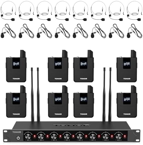 TONOR Wireless Mic System, Headset/Lavalier Lapel Mics, 0 m/295ft UHF Range by TONOR