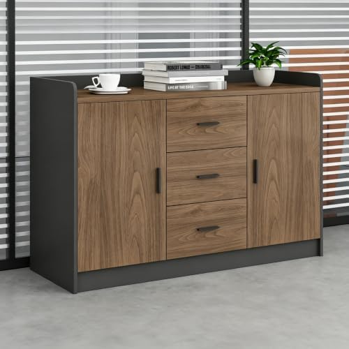 Office Printer Stand Cabinet with Storage, Multi-Function Office Side Cabinet for Copier, Tea Station & Supplies, Large Capacity Storage Cabinet with Soft Close Doors Workstation Furniture，B by Unknown