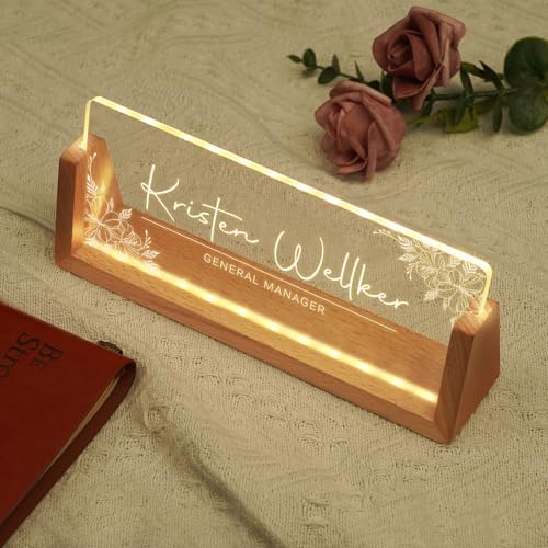 Custom Name Plate for Desk, Personalized Light Up Acrylic Desk Name Plate, Personalized Office Gifts for Boss Coworkers Teacher, Employee Appreciation GIfts, Office Decor for Women Men - Image 3