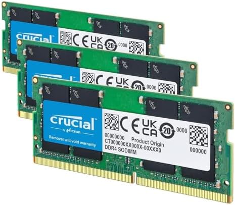 Crucial 8GB DDR4 RAM 3200MHz (PC4-25600), Downclockable to 2933/2666MHz Laptop Memory, SODIMM 260-Pin CL22, Compatible with 13th Gen Intel Core and AMD Ryzen 7000 - CT8G4SFRA32A (Pack of 3) by Crucial