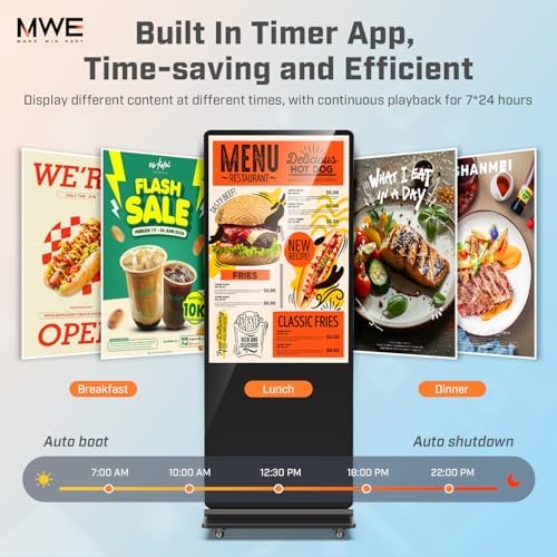 MWE 49 Inch Indoor Floor Standing Digital Signage Advertising Display Kiosk LCD Screen Commercial Totem Android System Vertical Poster with Auto Media Player - Image 6