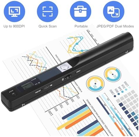 Portable Document Color Photo Scanner for A4 Documents，900DPI Handheld Mobile Image Scan for Business,Photo,Receipt,Book,Picture,Scanning Wand，JPG/PDF Format, High Speed,with 16G SD Card - Image 2