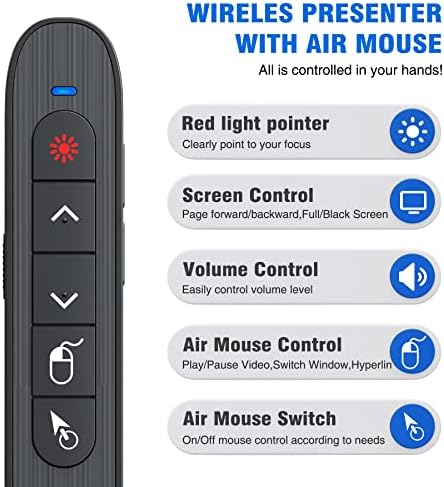 DINOSTRIKE Wireless Presenter Remote with Air Mouse Control, Rechargeable USB A&C Presentation Clicker PPT Pointer RF 2.4GhZ PowerPoint Clicker Slide Advancer for Computer Laptop Mac - Image 2