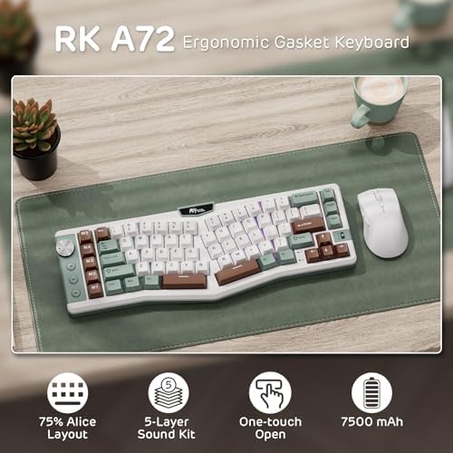 RK ROYAL KLUDGE A72 Alice Ergonomic Wireless Mechanical Keyboard,Split Ergo - Image 2