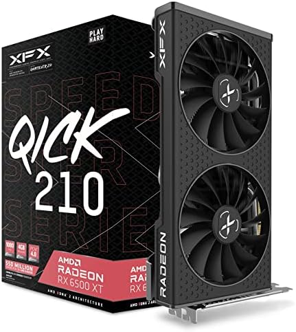 XFX Speedster QICK210 Radeon RX 6500XT Black Gaming Graphics Card with 4GB GDDR6 HDMI, AMD RDNA 2, RX-65XT4DBDQ by XFX