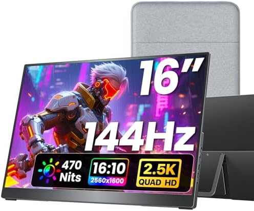 kksmart Portable Monitor for Laptop MacBook Surface PC Xbox PS5, Travel Monitor Second Screen for Laptop, HDMI USB-C VESA Compatible Built-in Speaker, 16 by KKSMART