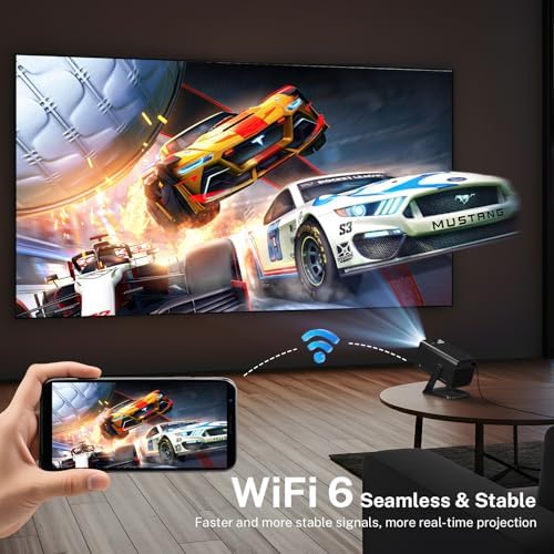 Mini Projector for Bedroom with WiFi and Bi-directional Bluetooth 1080P 4K Support Smart Android TV OS Built-in Apps Auto Keystone Compatible with Netflix, YouTube, Prime Video, Disney+ Black - Image 5