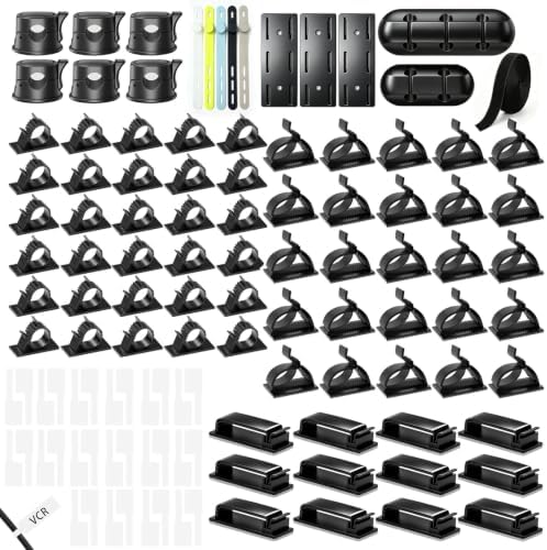 Gaming Desk Cable Management Kit 114PCS — 360° Spring Clips, Heavy-Duty Power Strip Holder, Reusable Cable Ties & Labels | Battlestation Cable Organizer for Gamers & Streamers by Unknown