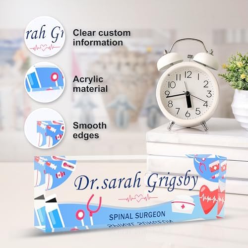 Custom Name Plate for Desk | Personalized Desk Name Plate | Personalized Boss Employee Appreciation Gifts | Acrylic Name Plate Office Desk Accessories (A-for Nurse) - Image 3