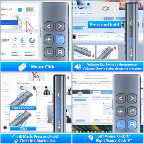 Presentation Clicker with Air Mouse, RF 2.4GHz PowerPoint Clicker for PPT - Image 7