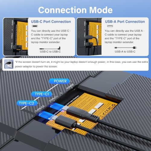 One Cable Connect Laptop Screen Extender Monitor Portable, Ultra Thin 15.6" 1080P FHD Triple Screen, Fit 13-17" Laptop, Plug & Play Compatiable with Win/Mac/Chrome/Android - Image 5