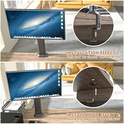 HEMUDU Single Desk Monitor Arm Mount Stand Fit for 13 inch to 32 inch Flat Curved Computer Screen with Swivel, Height Adjustable, Rotation,Holds up to 77lbs, Black - Image 4