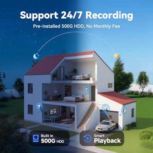 Wired Security Camera System Outdoor, 4pcs Pan/Tilt Camera,500GB HDD - Image 5