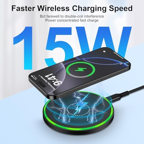 15W Wireless Charger for Motorola Fast Charging Pad for Moto G Power (2025) - Image 2