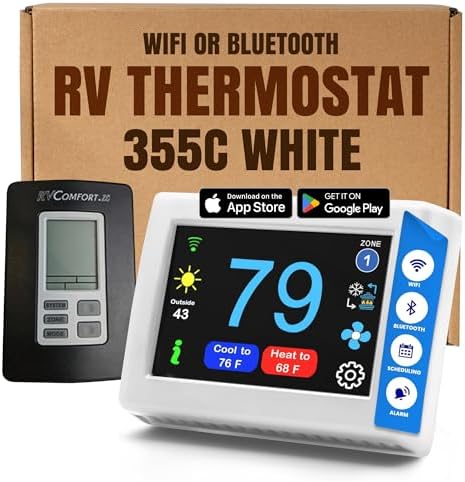 MICRO-AIR EasyTouch Digital RV Thermostat Replacement, 355C White by MicroAir