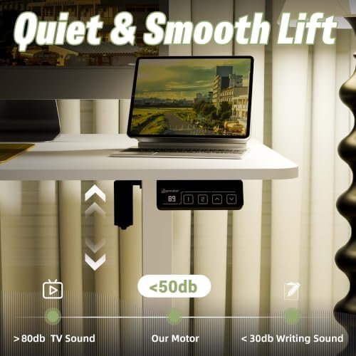 ERGOMAKER 55"x24" Standing Desk, Height Adjustable Sit-Stand Office,White - Image 6