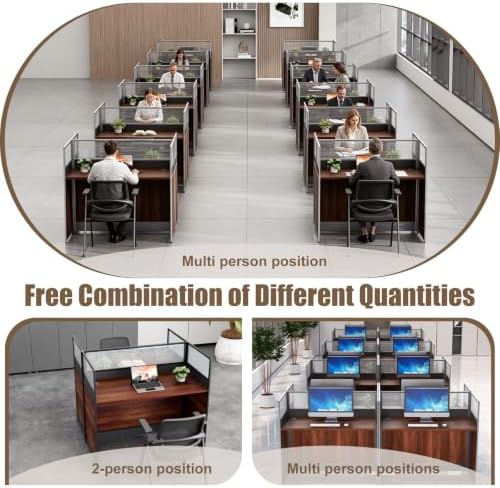 Modular Office Cubicle Desk Workstation with Privacy Panels and Cable Management, 2-Person Long Computer Desk for Commercial Workspace, Sound Dampening Partition Wall (White, 47.2IN) - Image 3