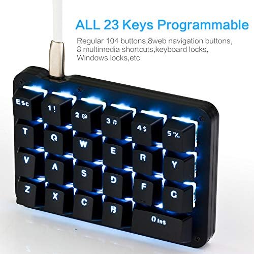 Koolertron One-Handed Macro Keyboard, 23-Key Red Switch Gaming Keypad - Image 3