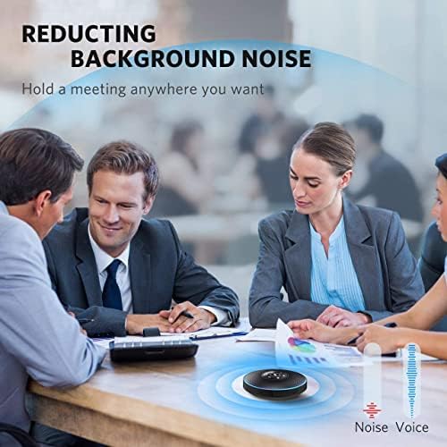 EMEET Bluetooth Speakerphone M2 Black Conference Speaker for 5-8 People Business Conference 360º Voice Pickup 4 AI Microphone Self-Adaptive Conference Call Speaker Skype USB Speakerphone - Image 4