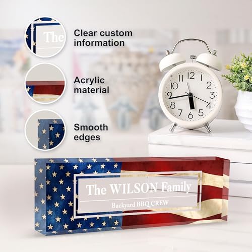 Desk Name Plate Personalized, Acrylic Name Plate for Desk, Summer Office Desk Accessories, Americana Decor for Home Office Desk, Personalized Office Gifts for Coworkers Employees - Image 4